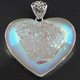 925 Silver Heart Iridescent White Opal Titanium Druzy Sterling Pendant, 1 7/8"