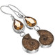 Ammonite Citrine 925 Sterling Silver French Drop Earrings, 1 7/16"