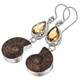 Ammonite Citrine 925 Sterling Silver French Drop Earrings, 1 7/16"