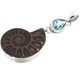 925 Silver Lavish Ammonite Fossil Blue Topaz Gem Sterling Pendant, 2 1/8"