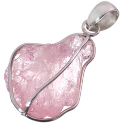 1 5/8" Big Mozambique Morganite Rough Nugget 925 Silver Pendant