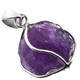 Genuine Zambia Untreated Amethyst Rough 925 Sterling Silver Pendant, 1 1/4"