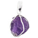 Genuine Zambia Untreated Amethyst Rough 925 Sterling Silver Pendant, 1 1/4"