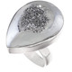 1" Teardrop Pear Silver Mist Titanium Druzy 925 Silver Ring, Size 6