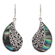 925 Silver Genuine Paua Abalone Filigree Scroll Sterling Earrings, 1 1/4"