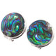 925 Silver Blue Green Paua Abalone Shell Sterling Omega Stud Earrings, 3/4"