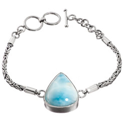 925 Silver Genuine Larimar Bracelet, 7"