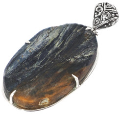 Bold Natural Pietersite Rough in 925 Sterling Silver Pendant, 2 5/8"