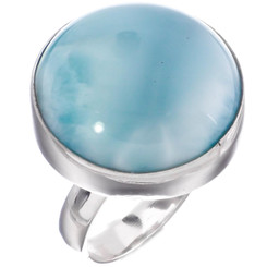 Domican Republic Blue Larimar 925 Sterling Silver Size 8 Ring, 1"