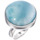 Domican Republic Blue Larimar 925 Sterling Silver Size 8 Ring, 1"