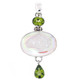 925 Silver White Opal Titanium Agate Druzy Peridot Sterling Pendant, 2 1/8"