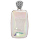 925 Silver Square White Opal Titanium Agate Druzy Sterling Pendant, 1 3/4"