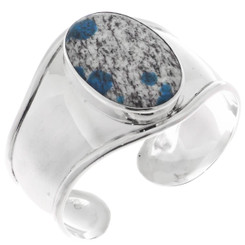 925 Silver Wide Pakistan K2 Jasper Sterling Cuff Bracelet, 1 3/4"
