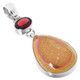 925 Silver Red Garnet Orange Pink Titanium Druzy Drusy Sterling Pendant, 2"