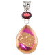 925 Silver Red Garnet Orange Pink Titanium Druzy Drusy Sterling Pendant, 2"
