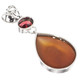 925 Silver Red Garnet Orange Pink Titanium Druzy Drusy Sterling Pendant, 2"