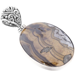 925 Silver Large Schalenblende Bali Handmade Sterling Pendant, 2"