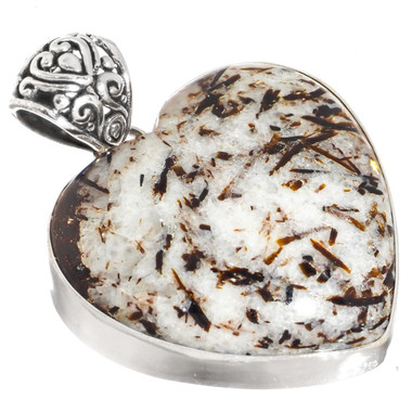 925 Silver Russian Astrophyllite Gold Sparkling Rutile Sterling Pendant, 1 1/2"