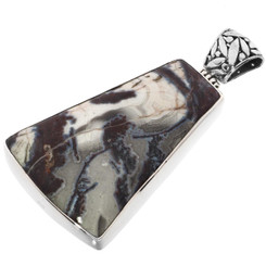 925 Silver Genuine Crazy Lace Agate Sterling Pendant, 2 5/8"