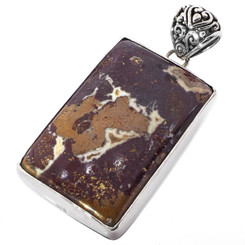 925 Silver Large Copper Dolomite Bali Handmade Sterling Pendant, 1 3/4"