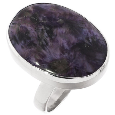 925 Sterling Silver Russian Charoite Sterling Adj Sz 9 Ring