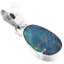925 Silver Genuine Australian Opal Sterling Pendant, 15/16"