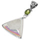 925 Silver Opal Titanium Agate Druzy Peridot Sterling Pendant, 2 5/8"