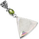 925 Silver Opal Titanium Agate Druzy Peridot Sterling Pendant, 2 5/8"