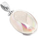 925 Silver White Opal Iridescent Titanium Druzy Drusy Sterling Pendant, 1 1/2"