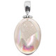925 Silver White Opal Iridescent Titanium Druzy Drusy Sterling Pendant, 1 1/2"