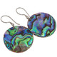 925 Silver 30mm Round Genuine Paua Abalone Shell Sterling Earrings, 1 1/4"