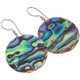 925 Silver 30mm Round Genuine Paua Abalone Shell Sterling Earrings, 1 1/4"