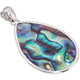 925 Silver Teardrop Pear Paua Abalone Shell Sterling Pendant, 1 7/8"