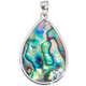 925 Silver Teardrop Pear Paua Abalone Shell Sterling Pendant, 1 7/8"
