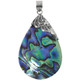 925 Silver Teardrop Paua Abalone Shell Sterling Pendant, 2 1/4"