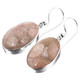 Genuine Fossil Coral Flower Patterned 925 Sterling Silver French Wires Earrings, 1 3/16"