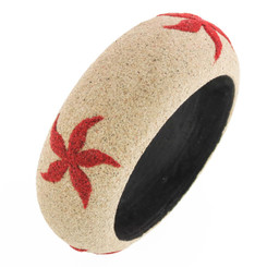 Wide Genuine Bali Beach Sand Handmade Wood Bangle Summer Bracelet, 1 1/8"