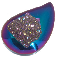 Pear Rainbow Titanium Agate Druzy 34x21mm Teardrop Cabochon US Made, 1 3/8"