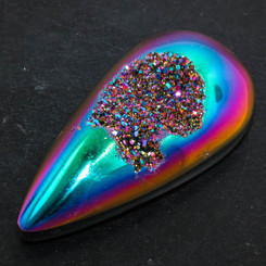 Pear Rainbow Titanium Agate Druzy 44x23mm Teardrop Cabochon US Made, 1 3/4"