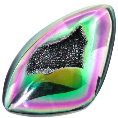 Freeform Opal Titanium Agate Druzy Drusy 41x24mm Cabochon US Made, 1 5/8"