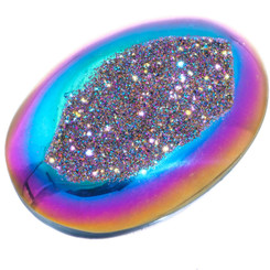 Oval Rainbow Titanium Agate Druzy Drusy 35x22mm Cabochon US Made, 1 3/8"
