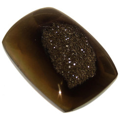 Us-made Rectangle Chocolate Titanium Druzy Drusy Cab Cabochon, 3/4"