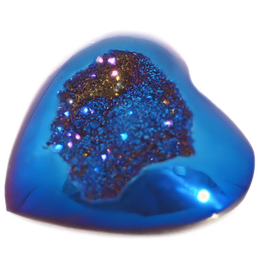Heart Cobalt Blue Titanium Agate Druzy Drusy 20x20mm Cabochon US Made, 3/4"