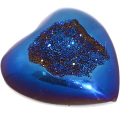 Heart Cobalt Blue Titanium Agate Druzy Drusy 20x20mm Cabochon US Made, 3/4"