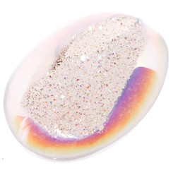 Oval White Opal Titanium Agate Druzy Drusy 25x15mm Cabochon US Made, 1"