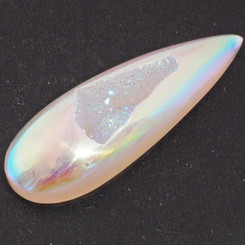 Pear White Opal Titanium Agate Druzy 29x9mm Teardrop Cabochon, 1 1/8"