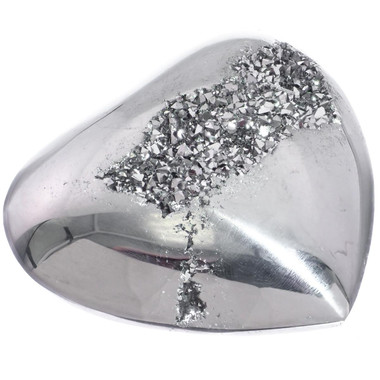Us-made Heart Silver Mist Titanium Druzy Drusy Cab Cabochon, 1 3/8"