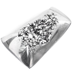 Us-made Taper Silver Mist Titanium Druzy Drusy Cab Cabochon, 1 1/8"