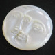 Handcarved Moon And Sun Face Opened Eyes Mother Of Pearl Bead Cabochon, 1 1/4"