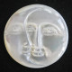Handcarved Moon And Sun Face Opened Eyes Mother Of Pearl Bead Cabochon, 1 1/4"